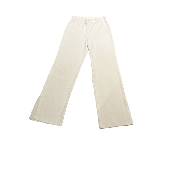 DIVIDED H&M Pants Size Medium Winter White Ribbed Elastic Waist Wide Leg - Picture 6 of 12